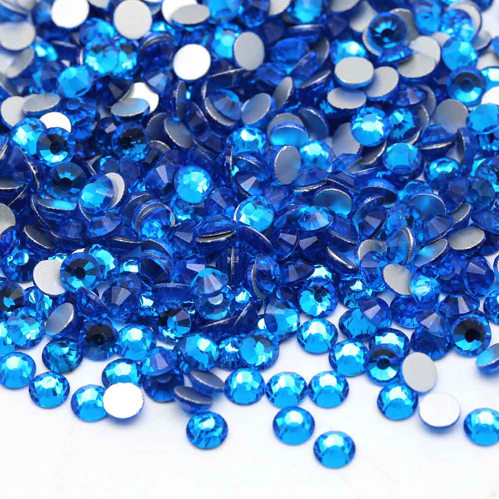 XULIN Rhinestone B20#Capri Blue Non Hotfix Flatback Round Glass Rhinestone