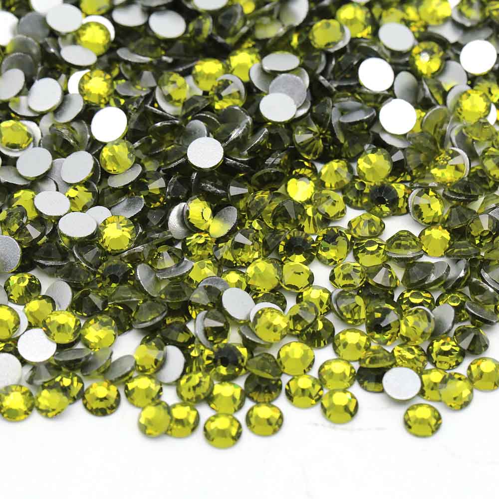 XULIN Rhinestone B24#Olivine Non Hotfix Flatback Round Glass Rhinestone