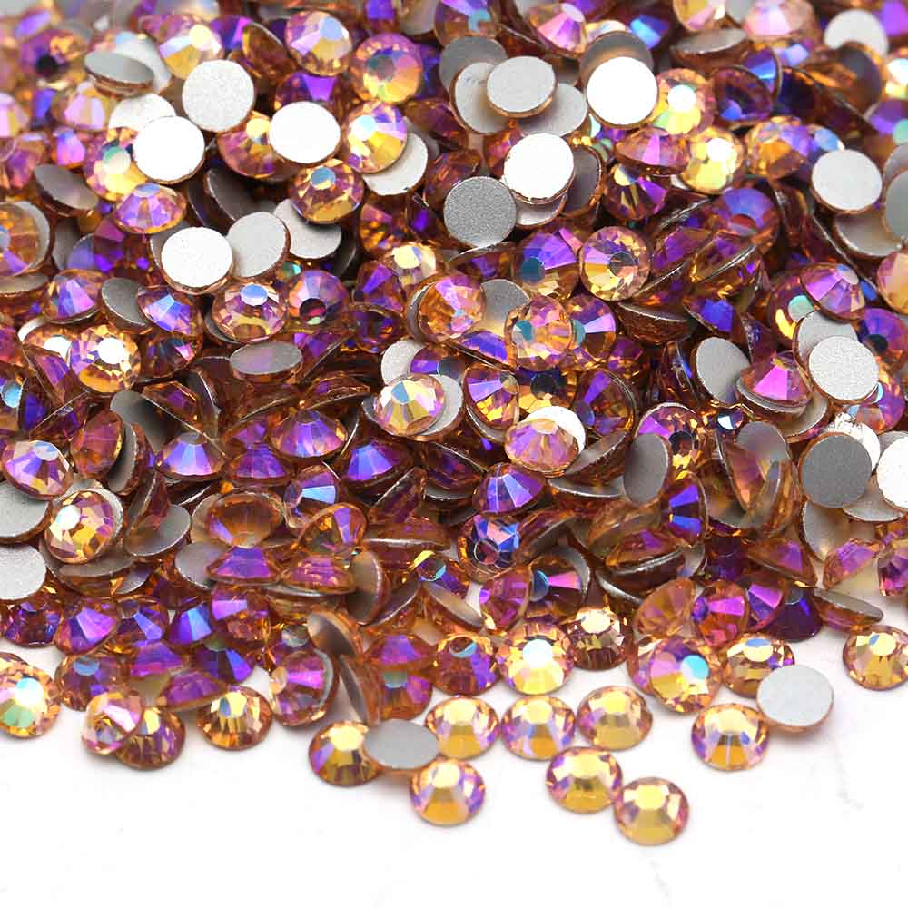 XULIN Rhinestone B07#Lt.Peach AB Wholesale Flatback Non Hotfix Glass Crystal AB Rhinestone