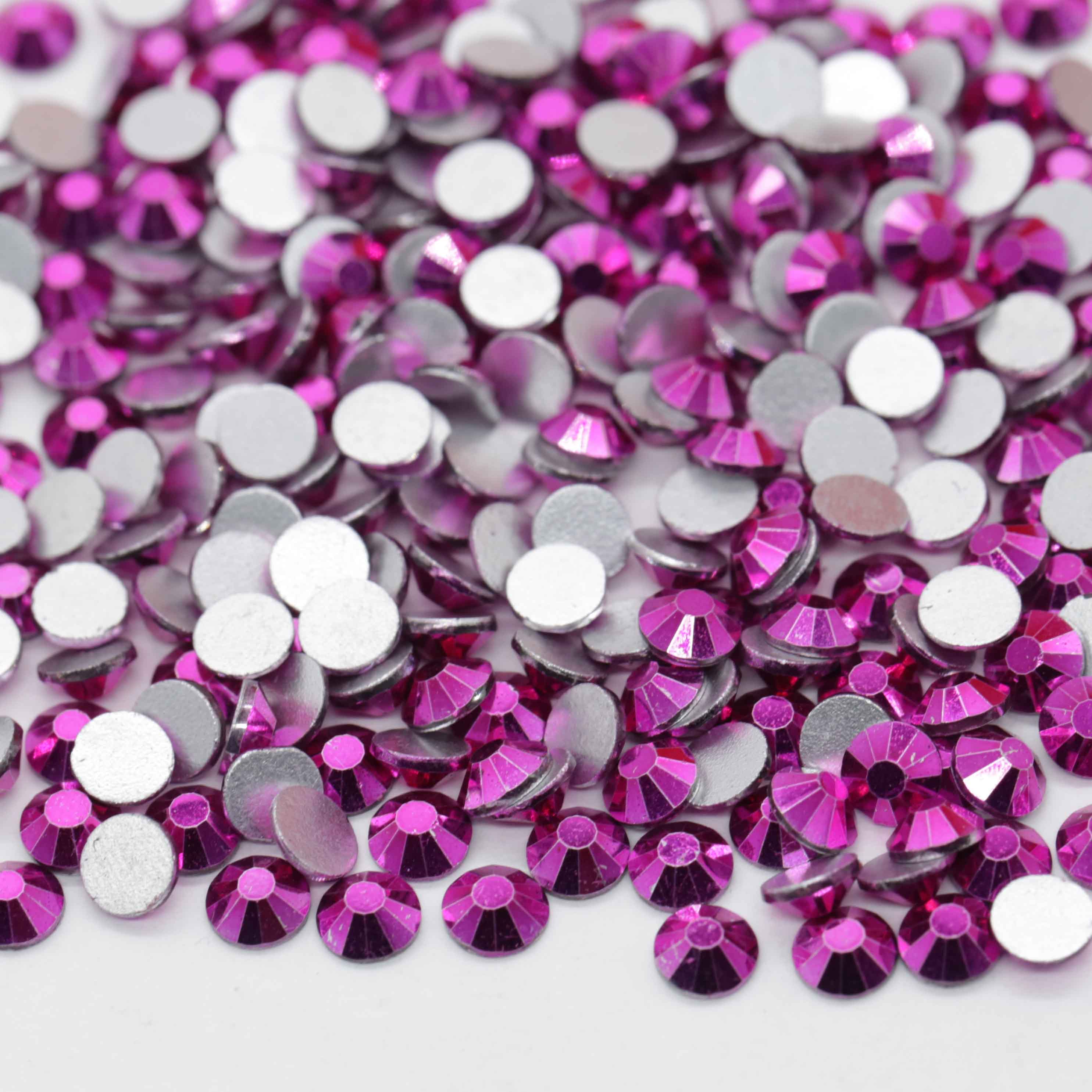 XULIN Rhinestone B75#Metalic Fuchsia Wholesale Flatback Non Hotfix Crystal Glass Rhinestone