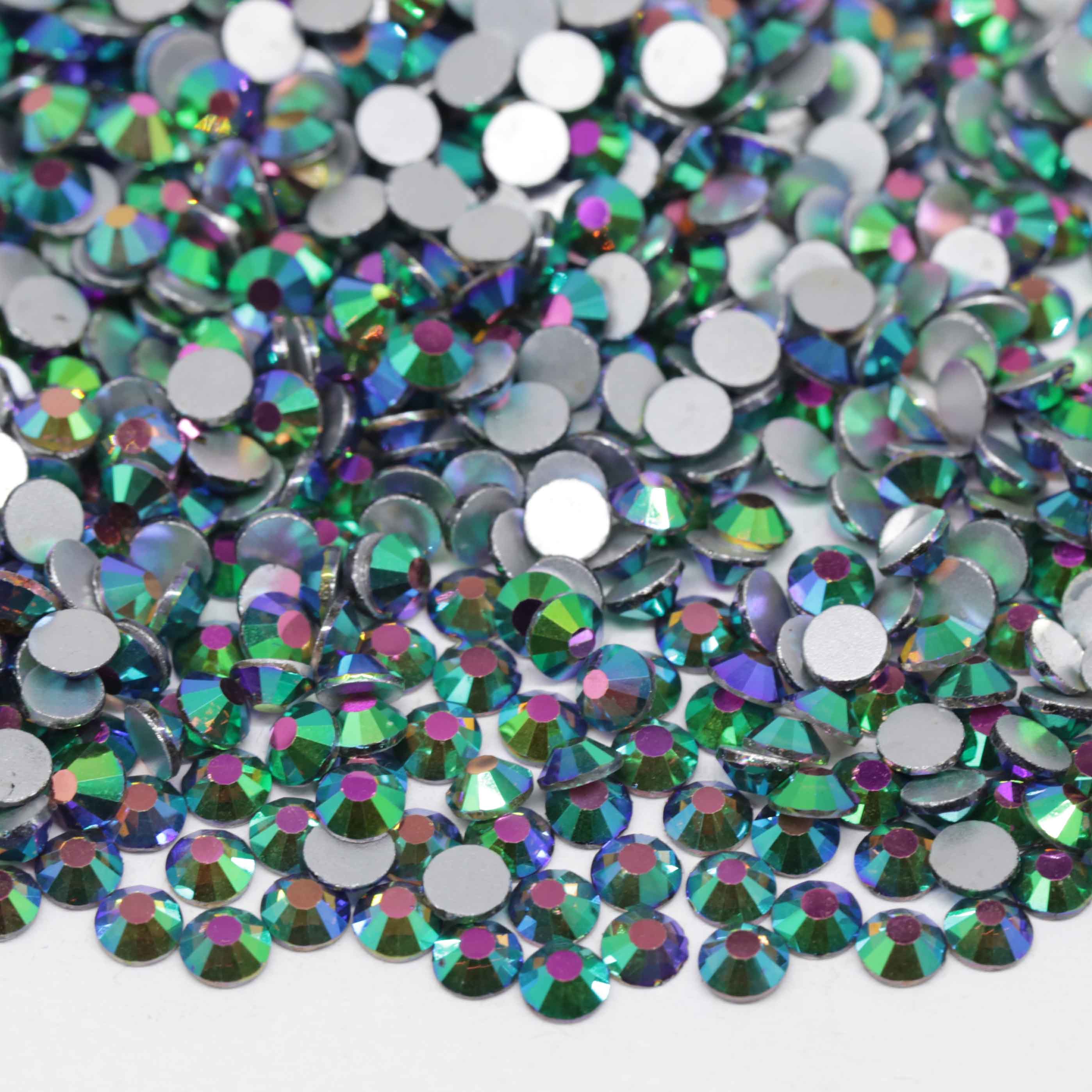 XULIN Rhinestone B91#Metallic Peacocl Wholesale Flatback Non Hotfix Glass Rhinestone