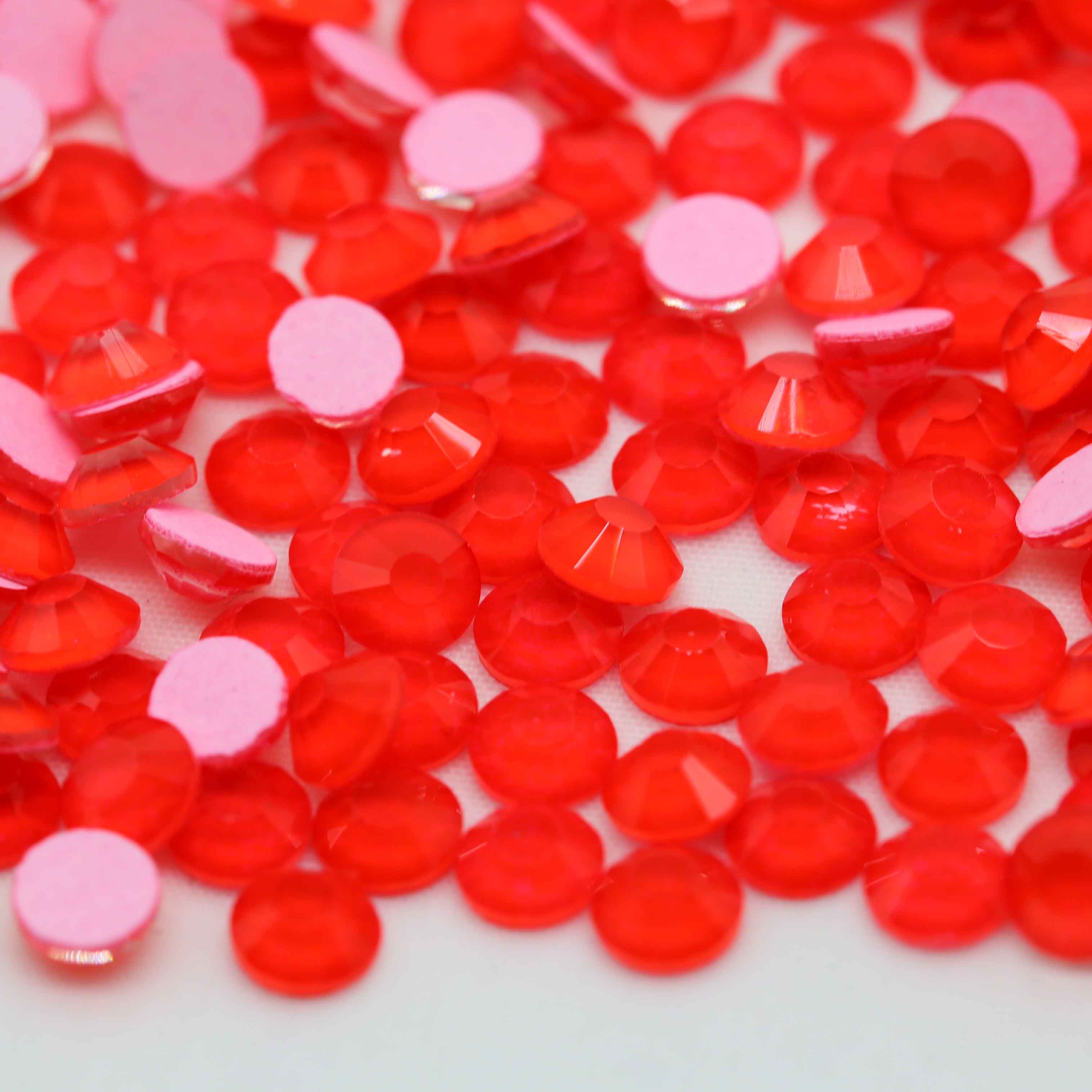 XULIN Rhinestone N08#Red Wholesale Flatback Non Hotfix Neon Glass Rhinestone Glow Under UV