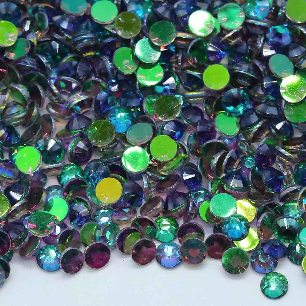 XULIN Rhinestone GU03#Aurora Emerald Wholesale Non Hotfix Flatback  Aurora AB Glass Rhinestone 