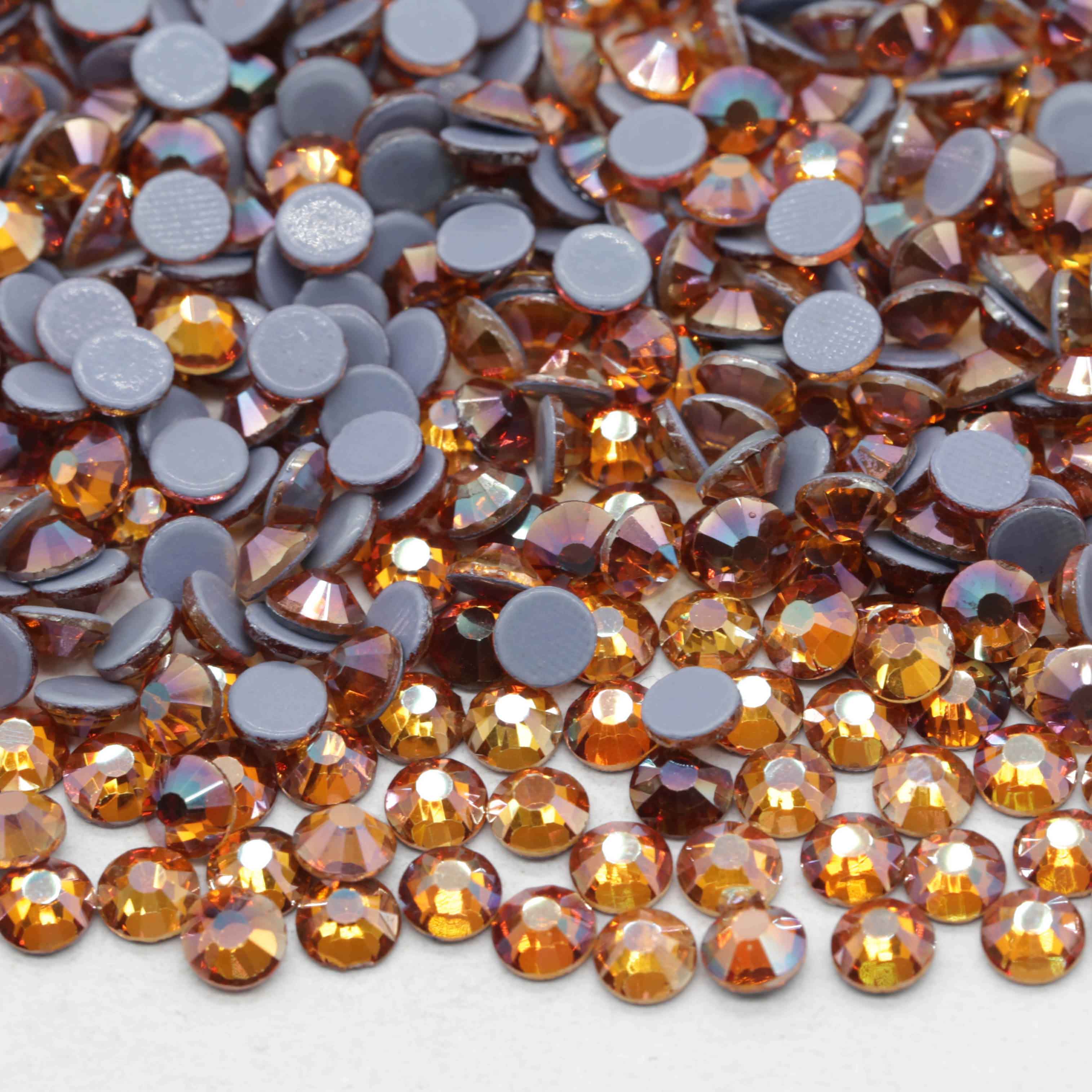 XULIN Rhinestone H61#Amber Color Flatback Hotfix Glass Rhinestone