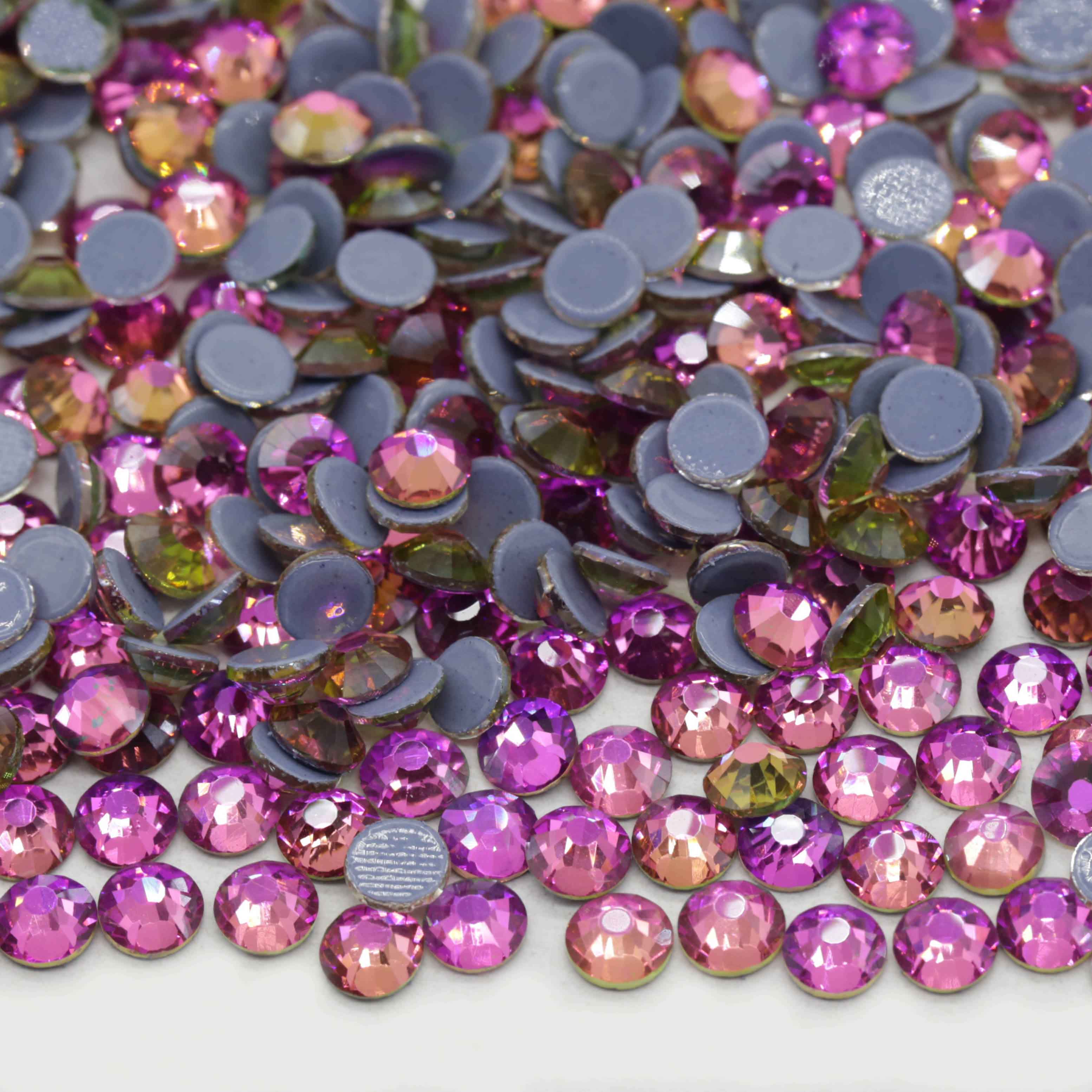 XULIN Rhinestone H66#Rose Line Color Flatback Hotfix Glass Rhinestone