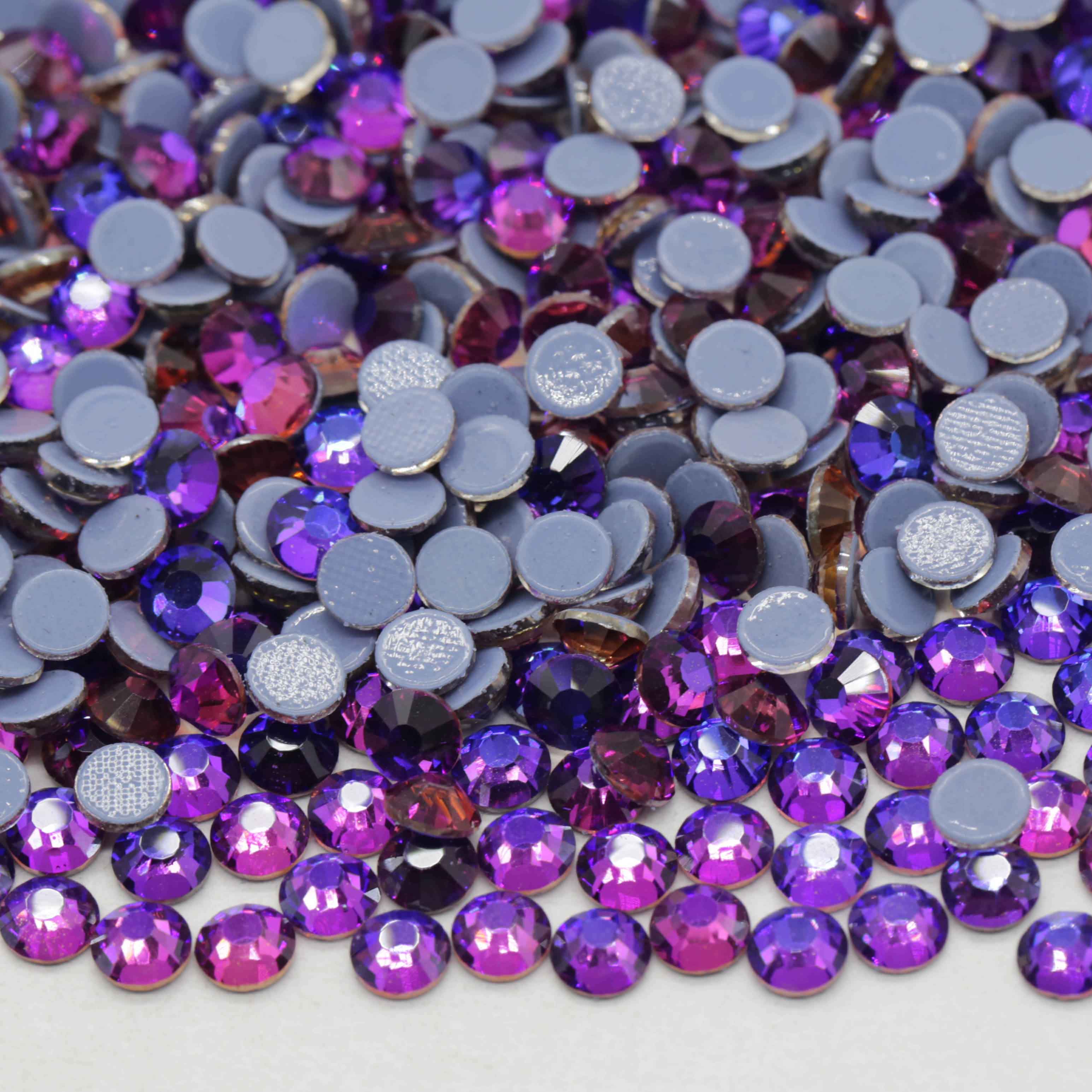 XULIN Rhinestone H67#Purple Velvet Color Flatback Hotfix Glass Rhinestone