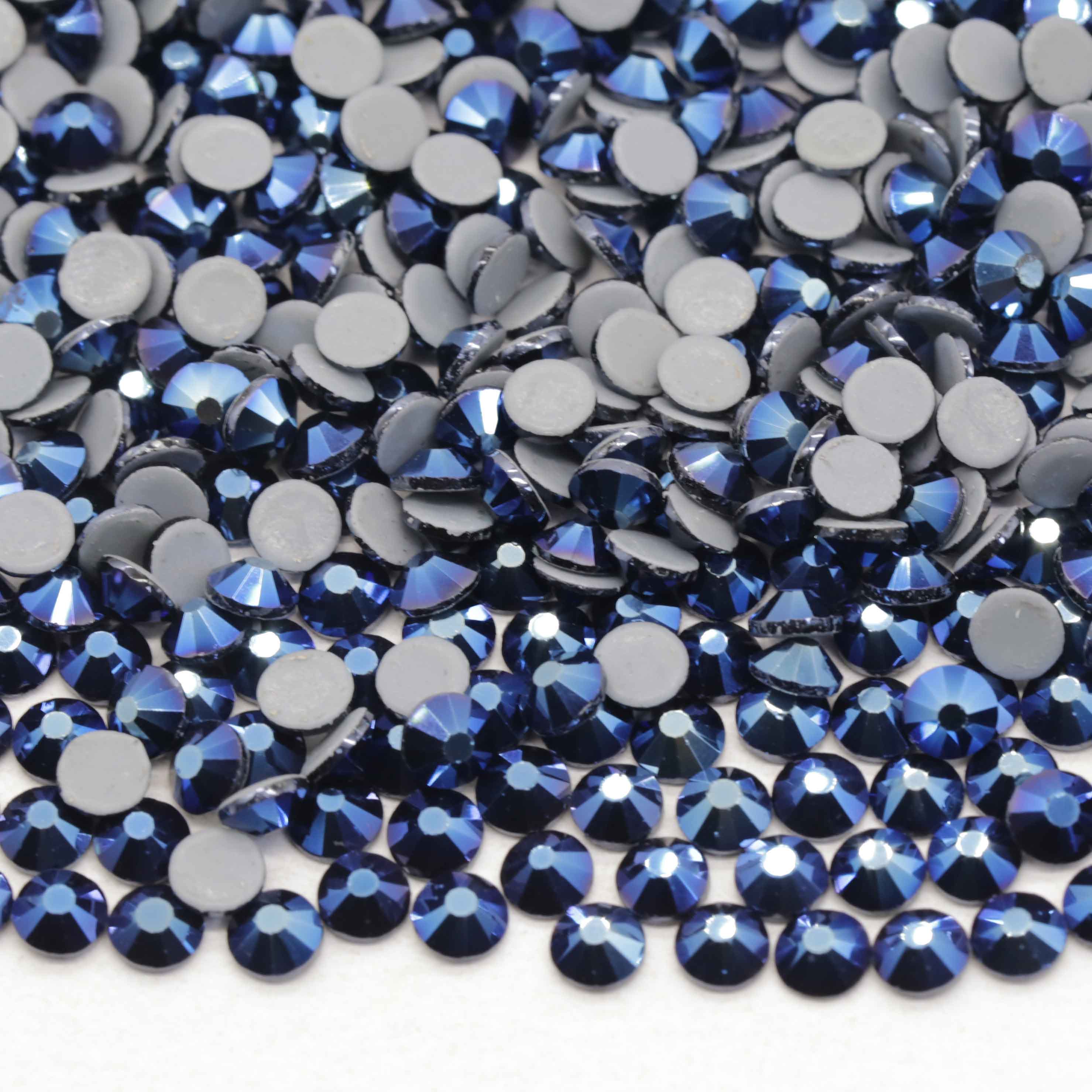 XULIN Rhinestone H73#Metallic Blue Color Flatback Hotfix Glass Rhinestone