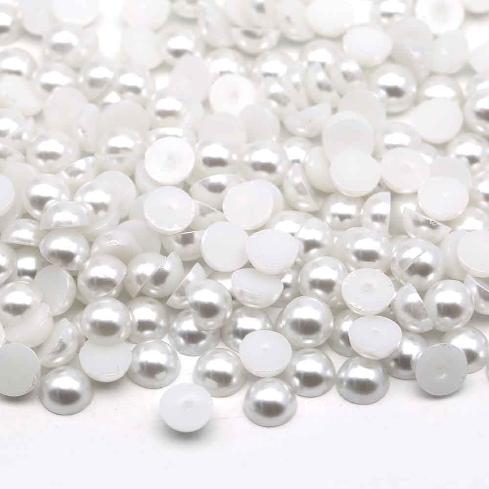 XULIN Pearl FP01#Soild White Color Flatback Round ABS Half Pearl