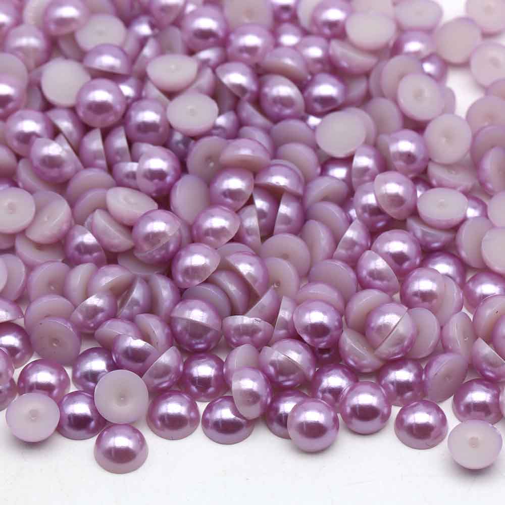 XULIN Pearl FP09#Lt.Amethyst Color Flatback Round ABS Half Pearl