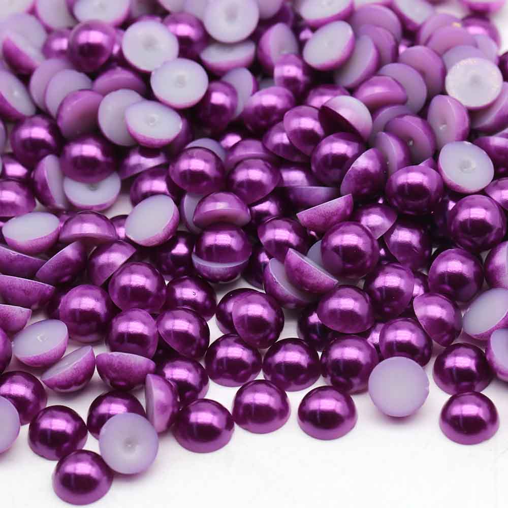 XULIN Pearl FP10#Amethyst Color Flatback Round ABS Half Pearl