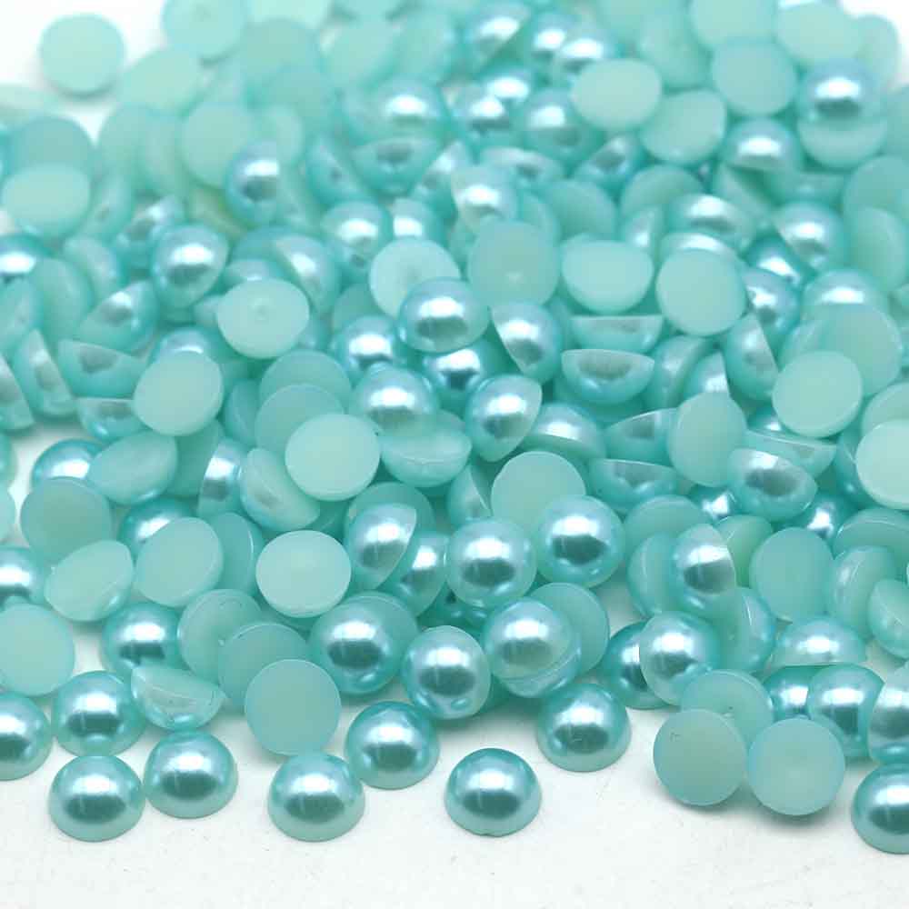 XULIN Pearl FP12#Aqua Color Flatback Round ABS Half Pearl