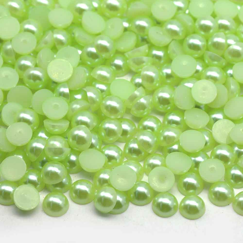 XULIN Pearl FP14#Lt.Green Color Flatback Round ABS Half Pearl