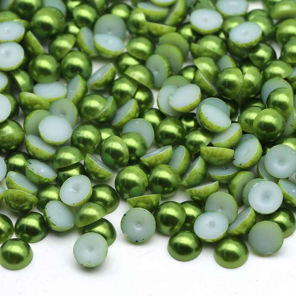 XULIN Pearl FP15#DK Green Color Flatback Round ABS Half Pearl