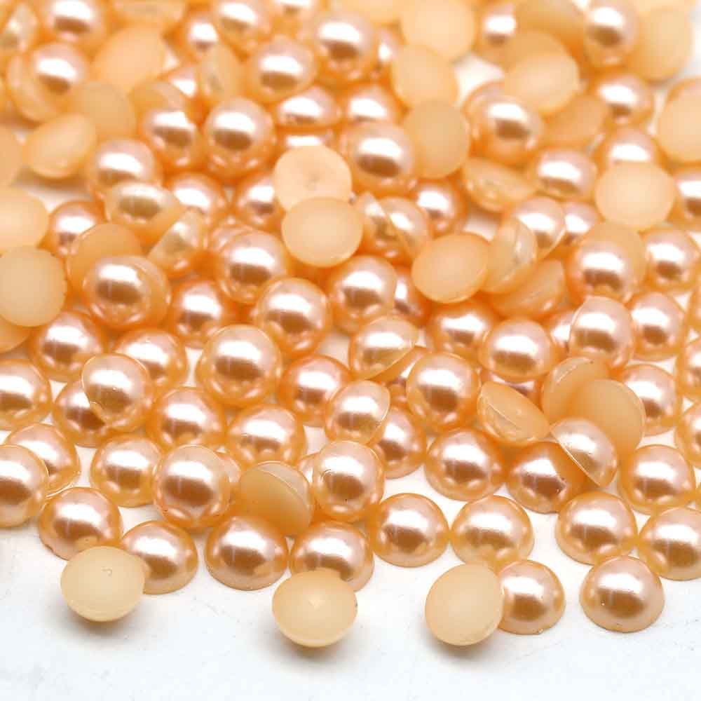 XULIN Pearl FP17#Lt. Orange Color Flatback Round ABS Half Pearl