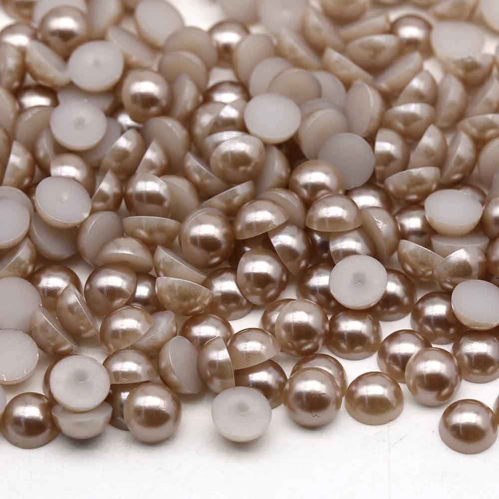 XULIN Pearl FP19#Lt.Coffee Color Flatback Round ABS Half Pearl