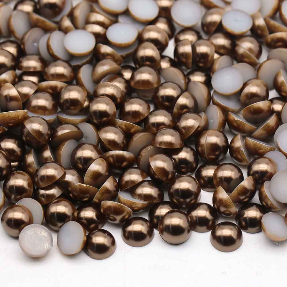 XULIN Pearl FP20#DK Coffee Color Flatback Round ABS Half Pearl