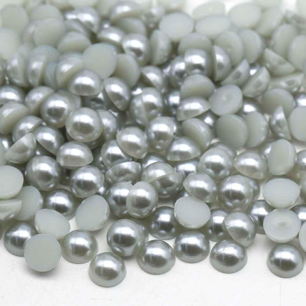 XULIN Pearl FP21#Lt.Silver Grey Color Flatback Round ABS Half Pearl