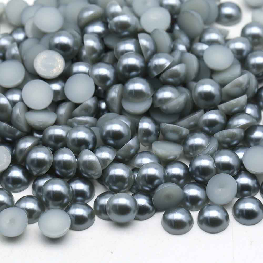 XULIN Pearl FP22#Silver Grey Color Flatback Round ABS Half Pearl