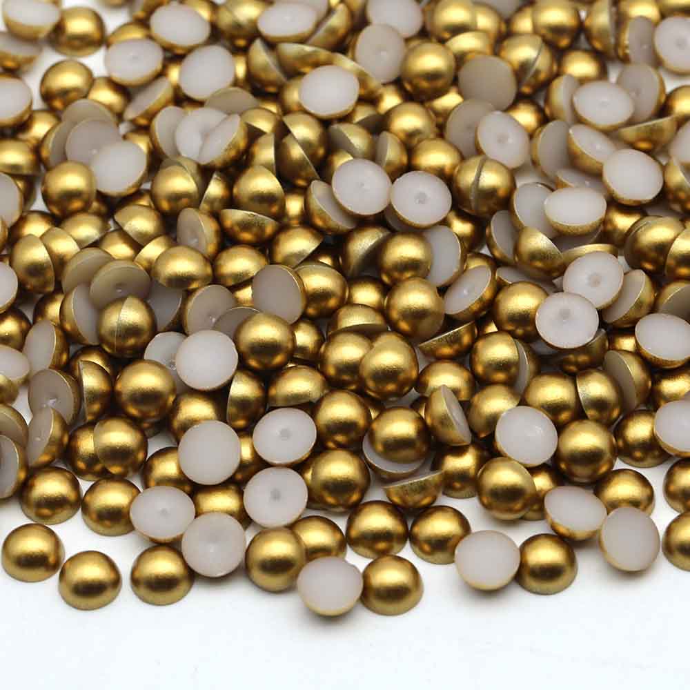 XULIN Pearl FP24#Matte Gold Color Flatback Round ABS Half Pearl