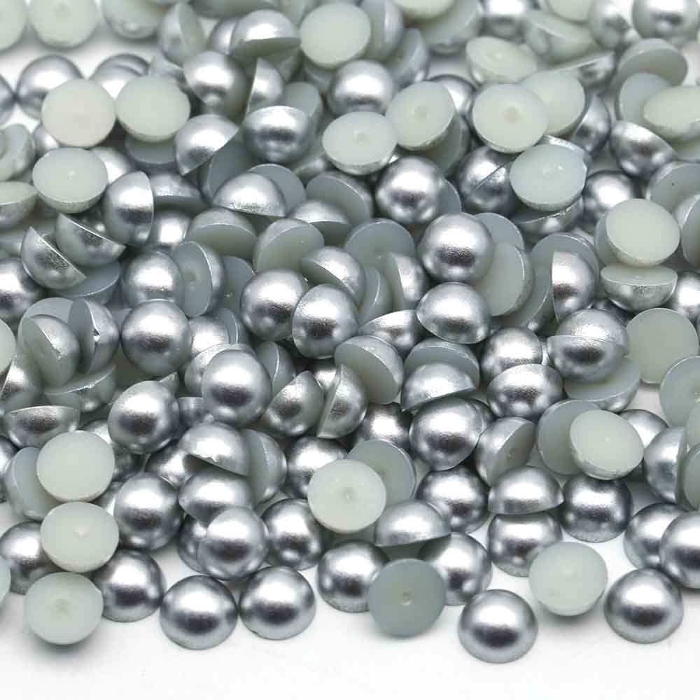 XULIN Pearl FP25#Matte Silver Color Flatback Round ABS Half Pearl