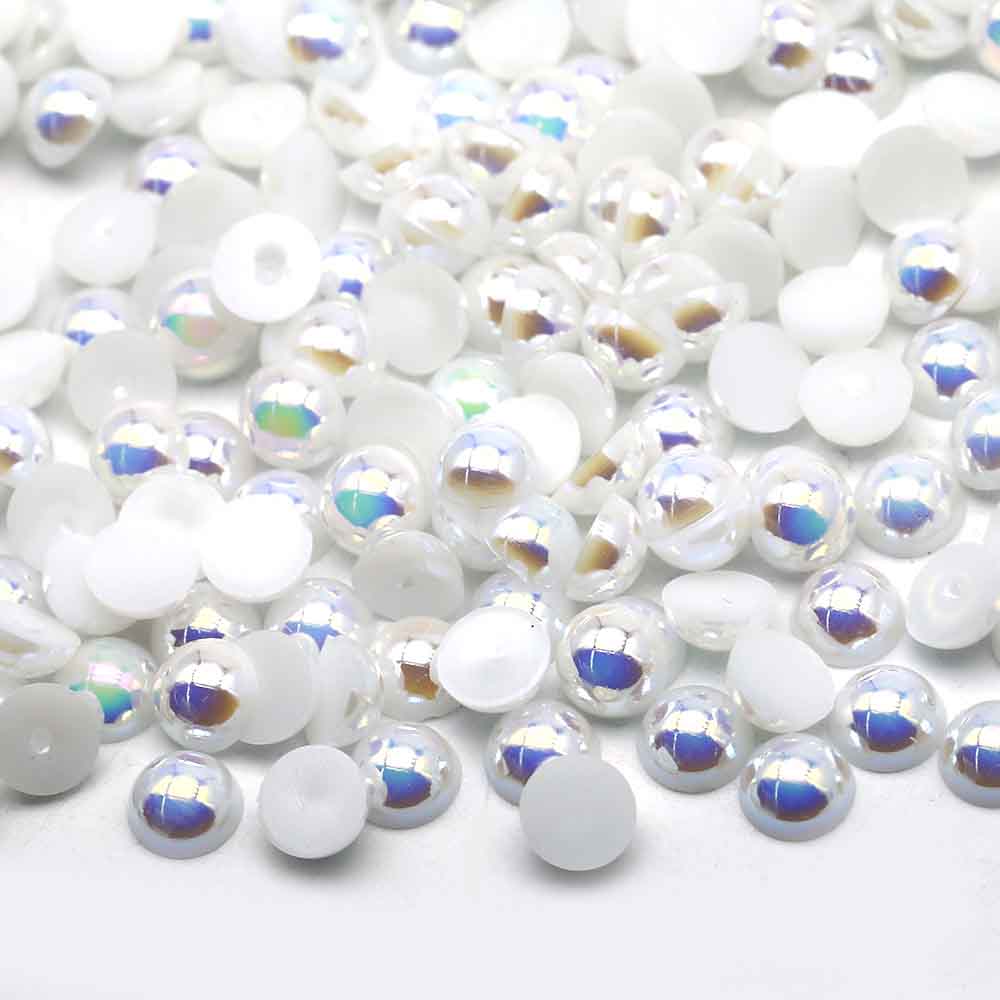 XULIN Pearl FA01#Soild White AB Color Flatback ABS Half Pearl