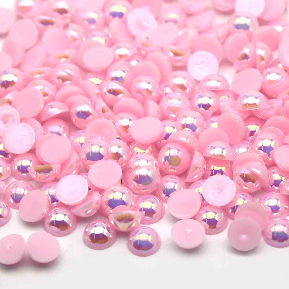 XULIN Pearl FA06#Lt.Lt.Pink AB Color Flatback ABS Half Pearl