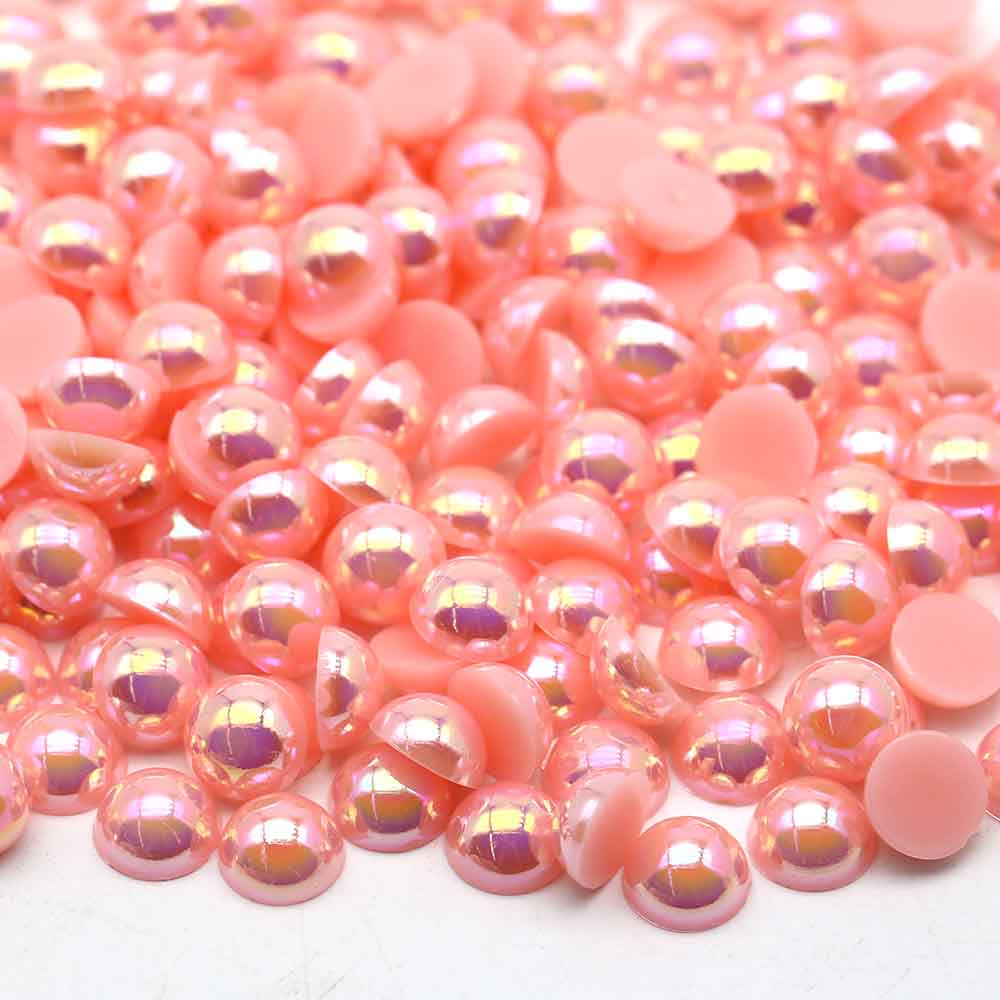 XULIN Pearl FA08#Pink AB Color Flatback ABS Half Pearl