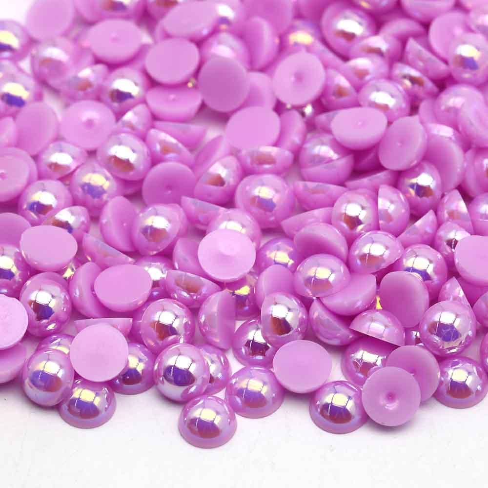 XULIN Pearl FA12#Lt.Amethyst AB Color Flatback ABS Half Pearl