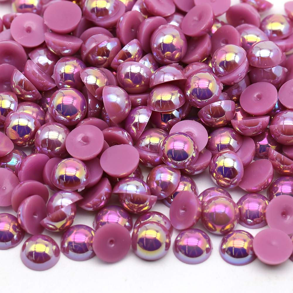 XULIN Pearl FA15#Amethyst AB Color Flatback ABS Half Pearl