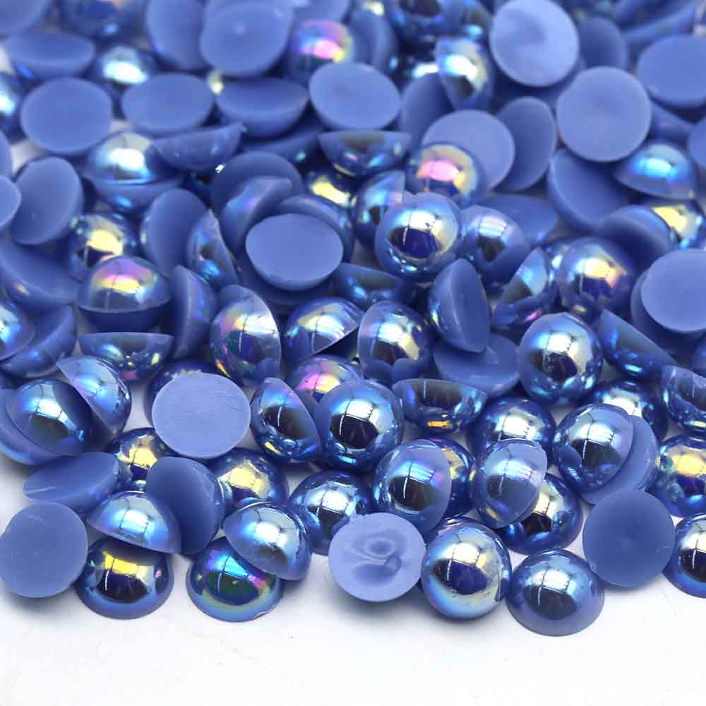 XULIN Pearl FA19#Blue AB Color Flatback ABS Half Pearl