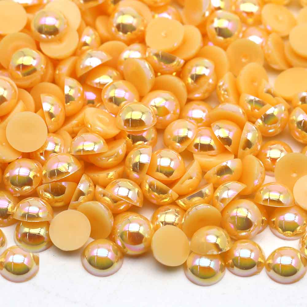 XULIN Pearl FA31#Orange AB Color Flatback ABS Half Pearl