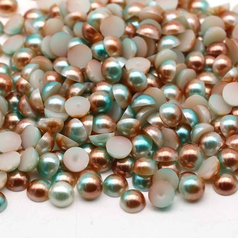 XULIN Pearl FR11#Orange Green Rainbow Color Flatback Round ABS Half Pearl