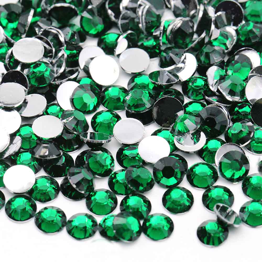 XULIN Rhinestone D05#DK Green Sliver Bottom Flatback Resin Rhinestone