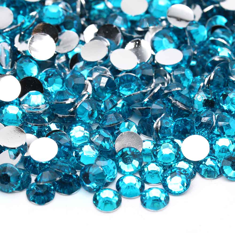 XULIN Rhinestone D08#Blue Zircone Sliver Bottom Flatback Resin Rhinestone