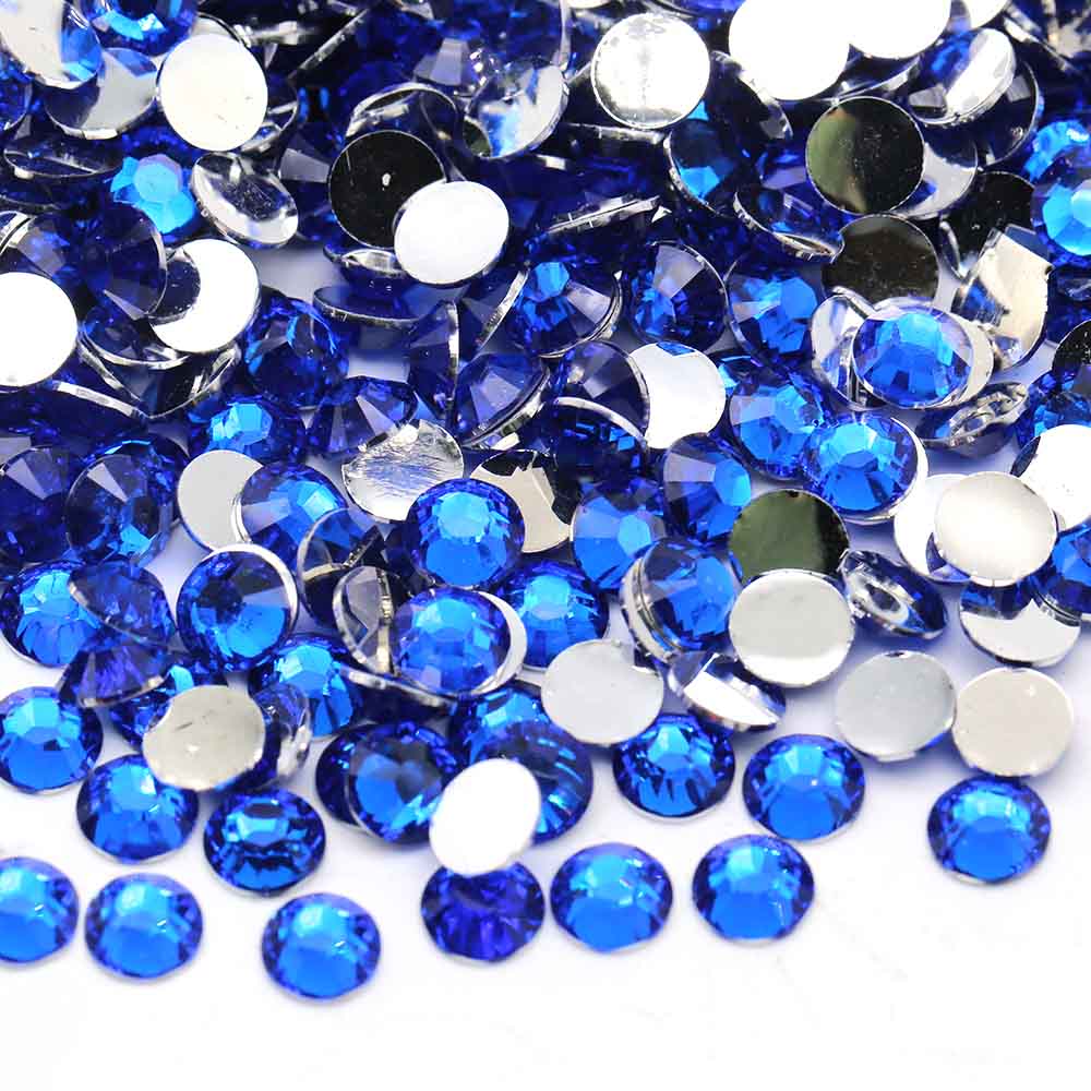 XULIN Rhinestone D10#Sapphire Sliver Bottom Flatback Resin Rhinestone