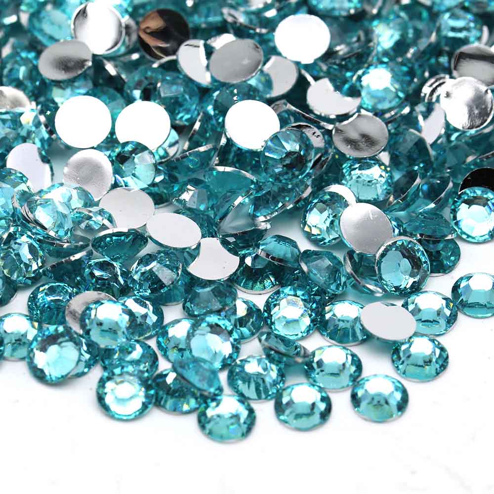 XULIN Rhinestone D11#Lt.Aqua Sliver Bottom Flatback Resin Rhinestone