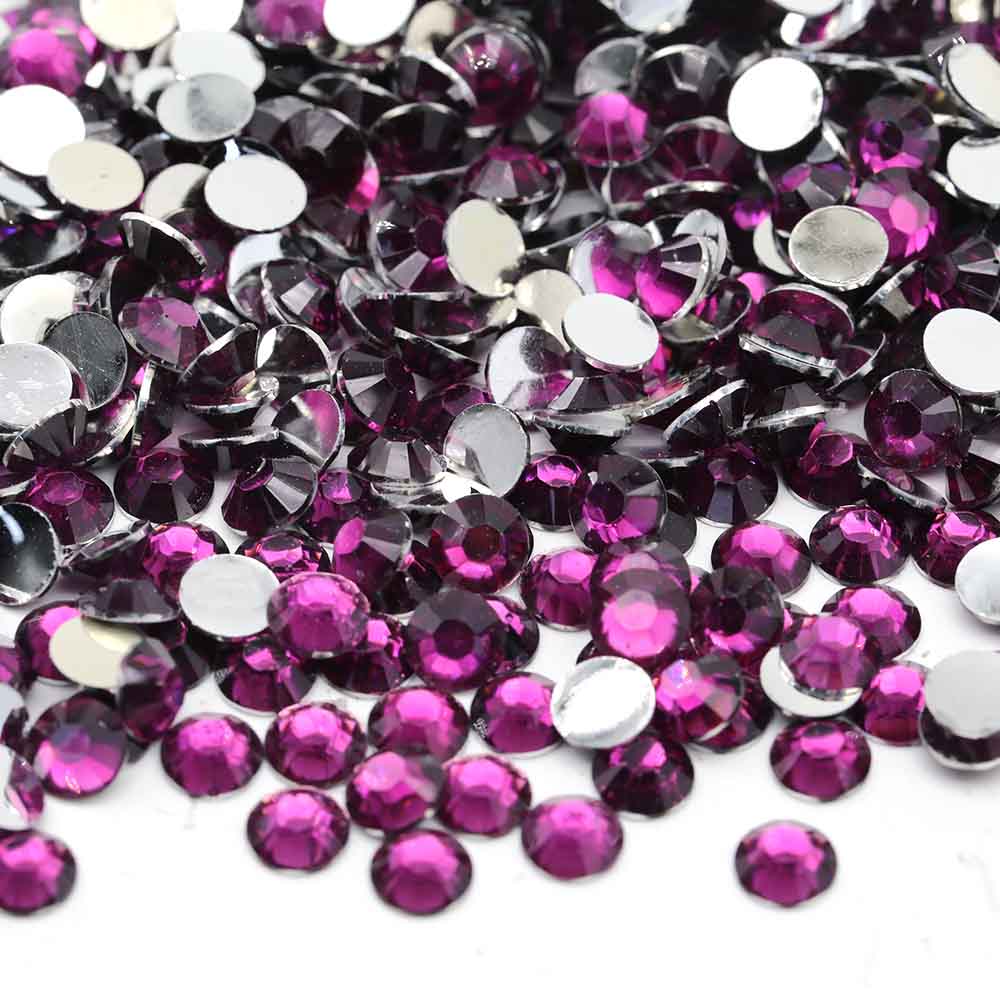 XULIN Rhinestone D14#Amethyst Wholesake Flatback Sliver Bottom Resin Rhinestone