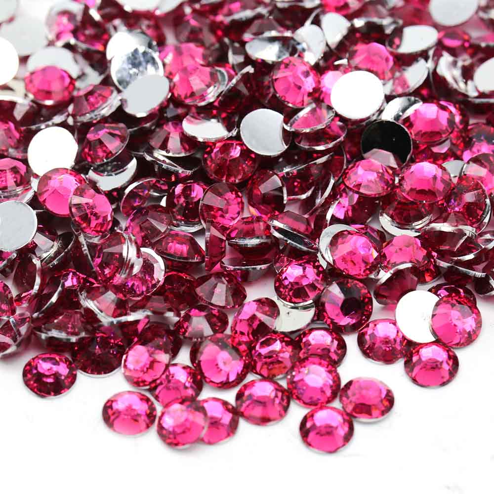 XULIN Rhinestone D29#Fuchsia Wholesake Flatback Sliver Bottom Resin Rhinestone