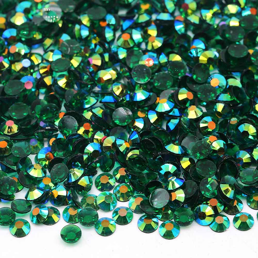 XULIN Rhinestone TW05#DK Green AB Color Wholesake Transparent AB Resin Rhinestone