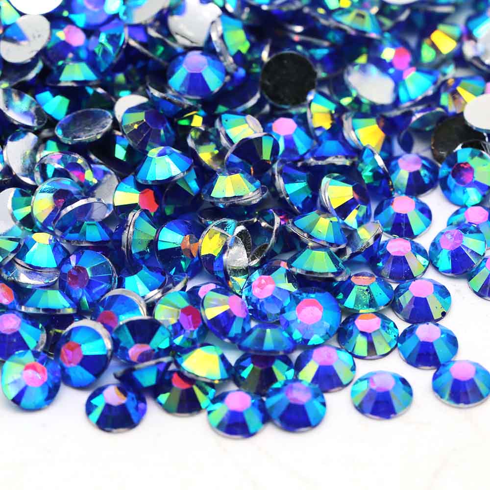 XULIN Rhinestone D10AB#Sapphire AB Color Wholesake Sliver Botton Flatback AB Resin Rhinestone