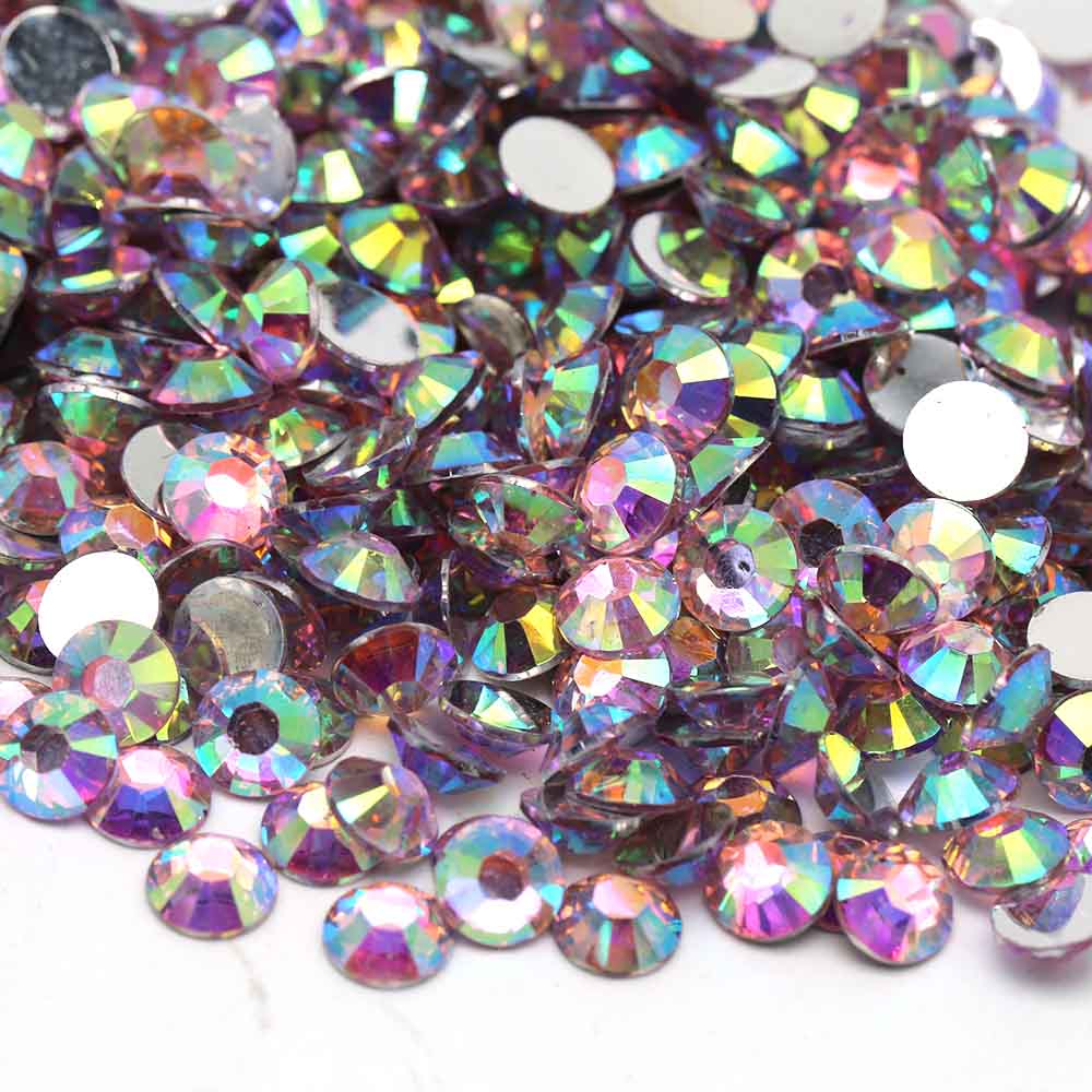 XULIN Rhinestone D13AB#Lt.amethyst AB Color Wholesake Sliver Botton Flatback AB Resin Rhinestone