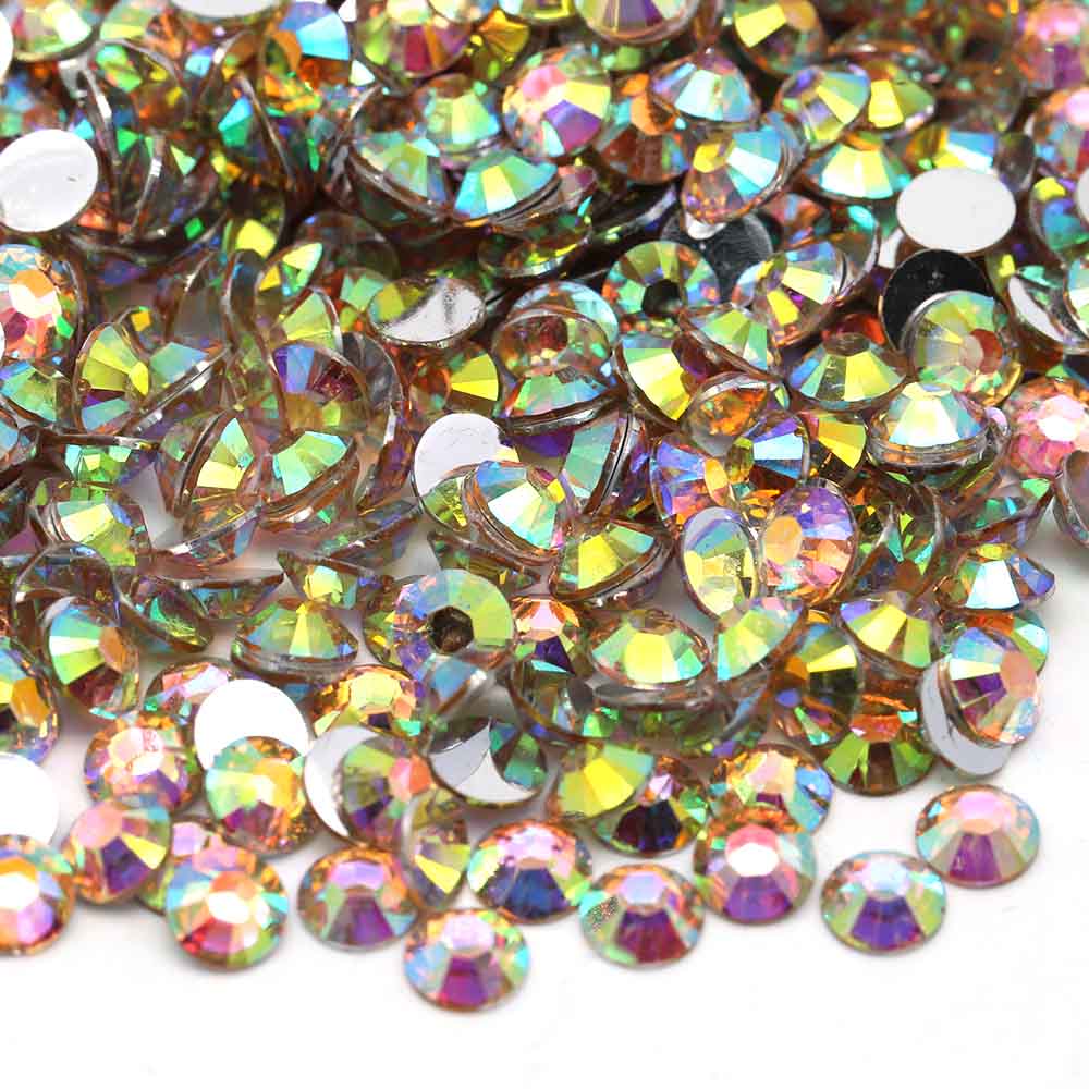 XULIN Rhinestone D22AB#Lt. Peach AB Color Wholesake Sliver Botton Flatback AB Resin Rhinestone