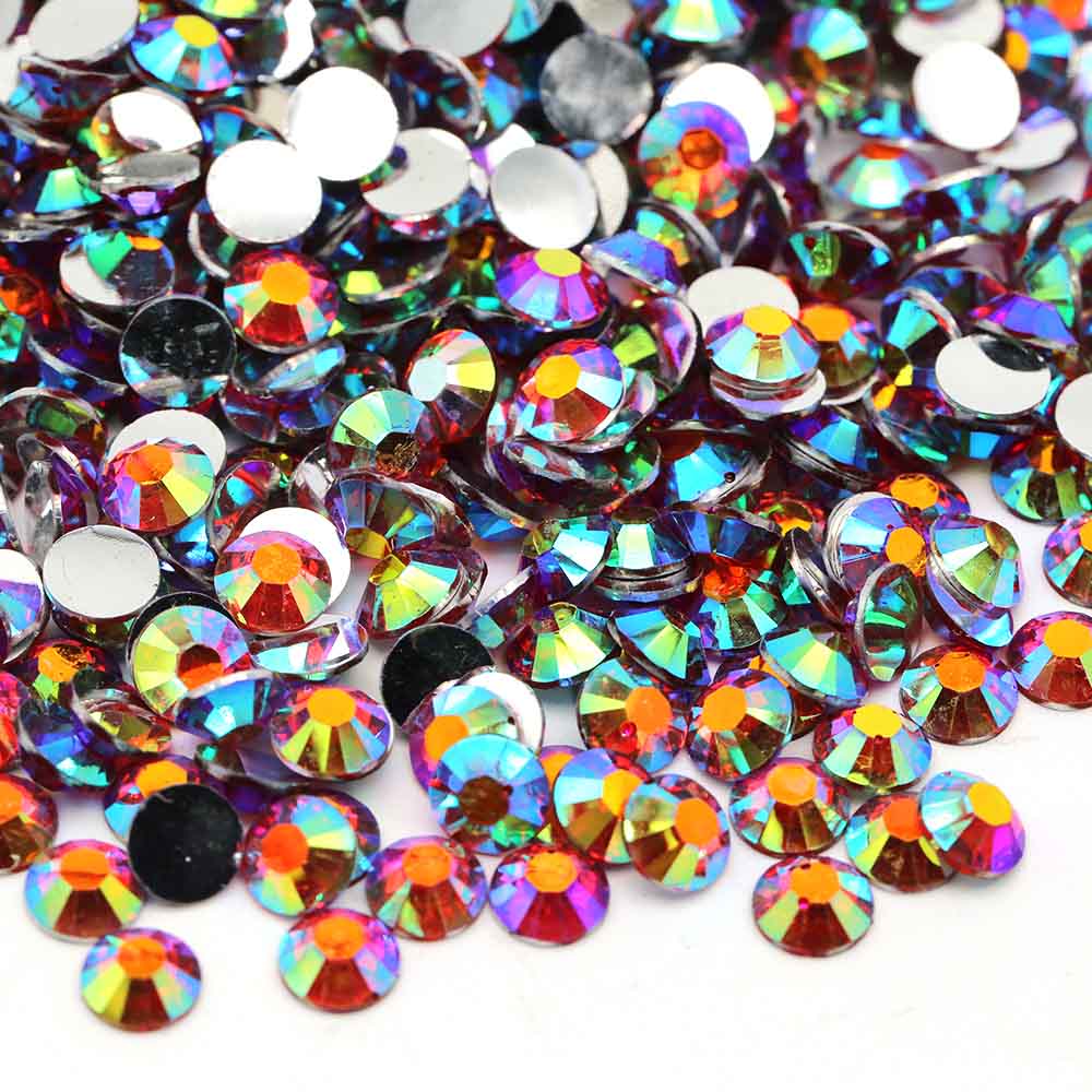 XULIN Rhinestone D25AB#Lt. Siam AB Color Wholesake Sliver Botton Flatback AB Resin Rhinestone