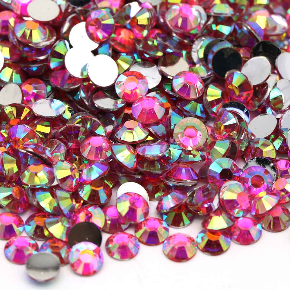 XULIN Rhinestone D28AB#Rose AB Color Wholesake Sliver Botton Flatback AB Resin Rhinestone