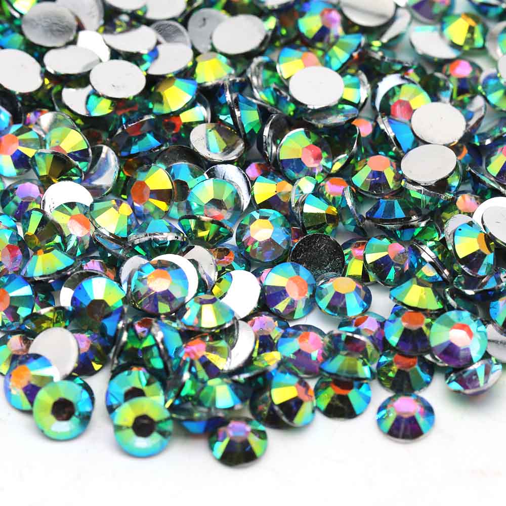 XULIN Rhinestone D31AB#Black Diamond AB Color Wholesake Sliver Botton Flatback AB Resin Rhinestone