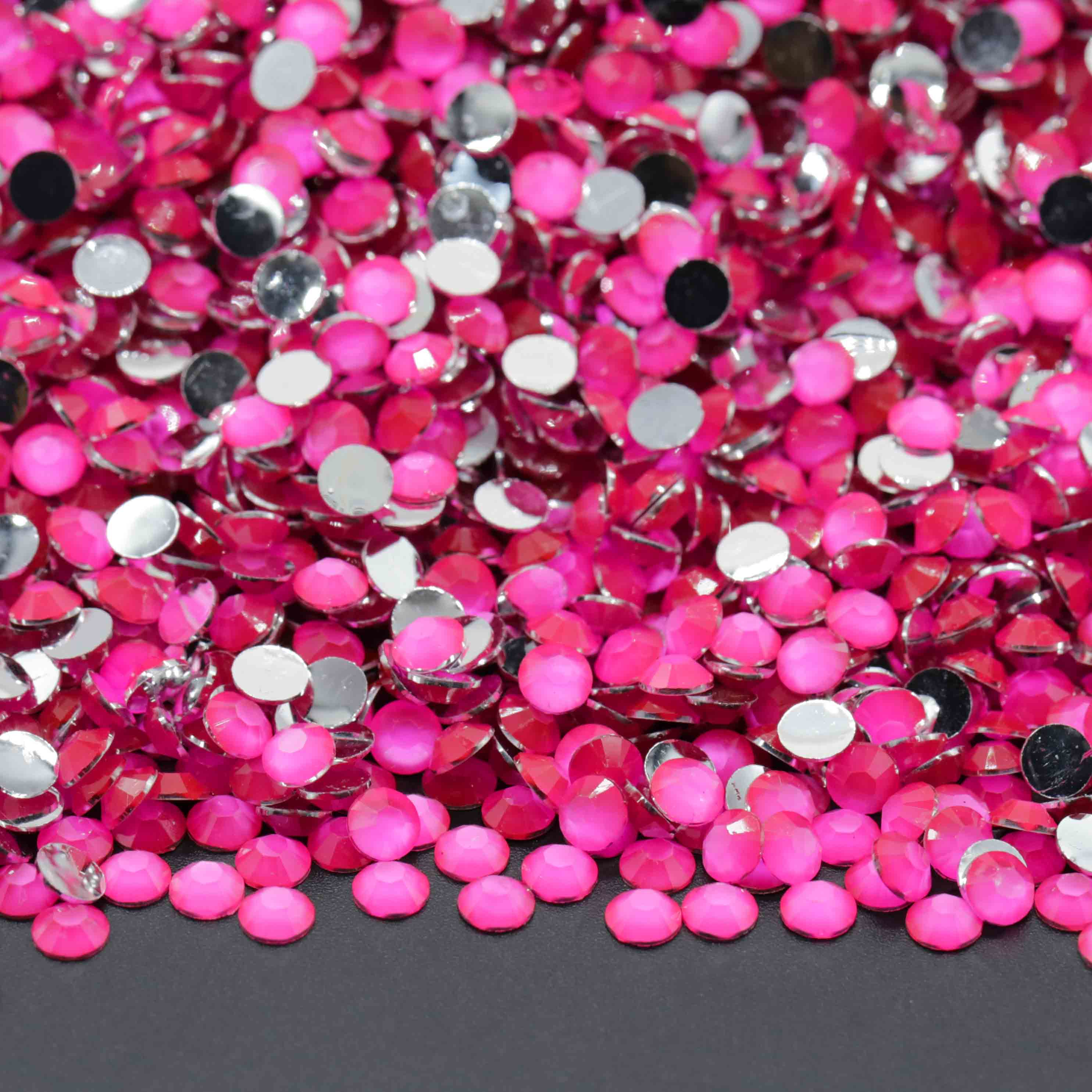 XULIN Rhinestone RN04# Neon Rose Flatback Neon Resin Rhinestone Glow Under UV