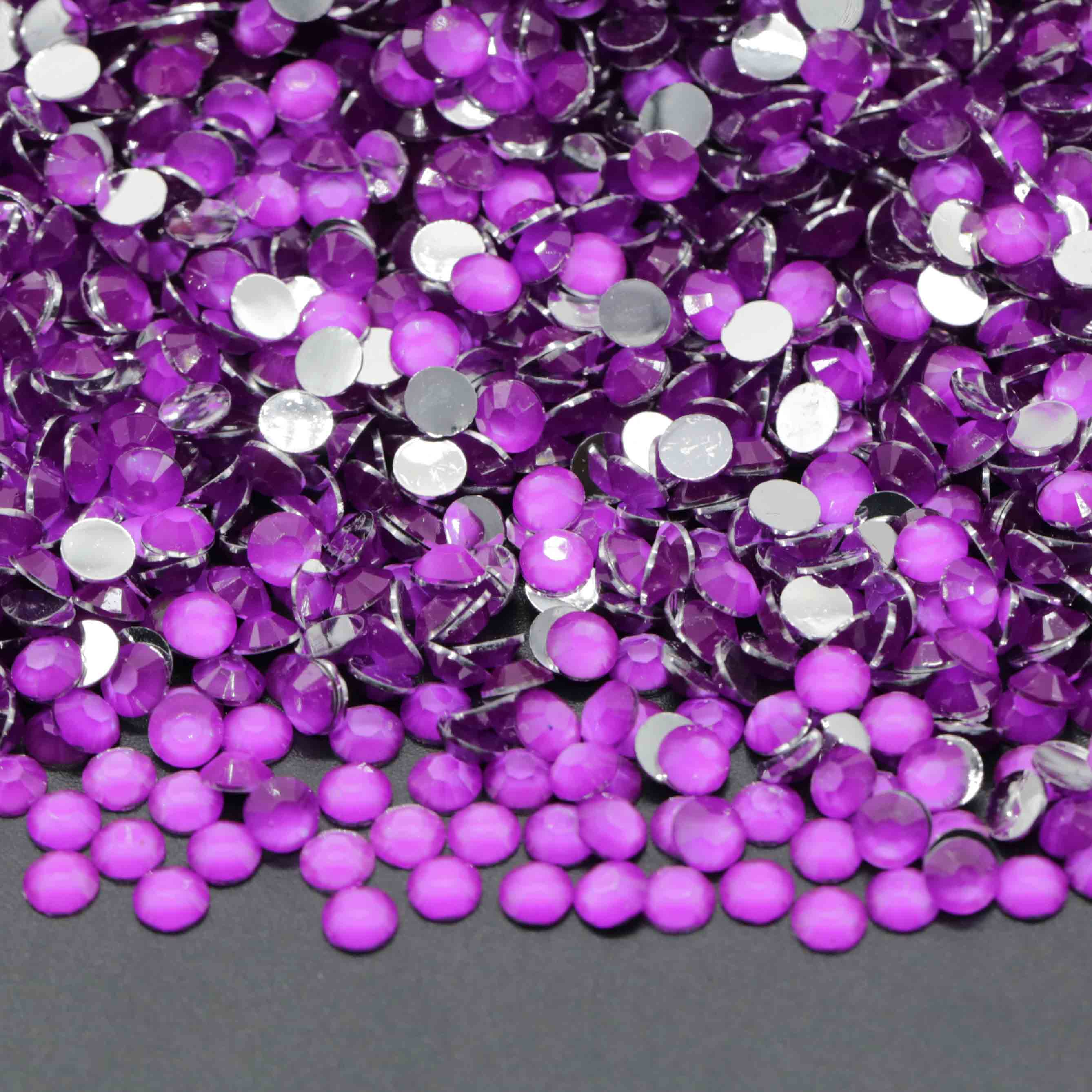 XULIN Rhinestone RN05#Neon Purple Flatback Neon Resin Rhinestone Glow Under UV