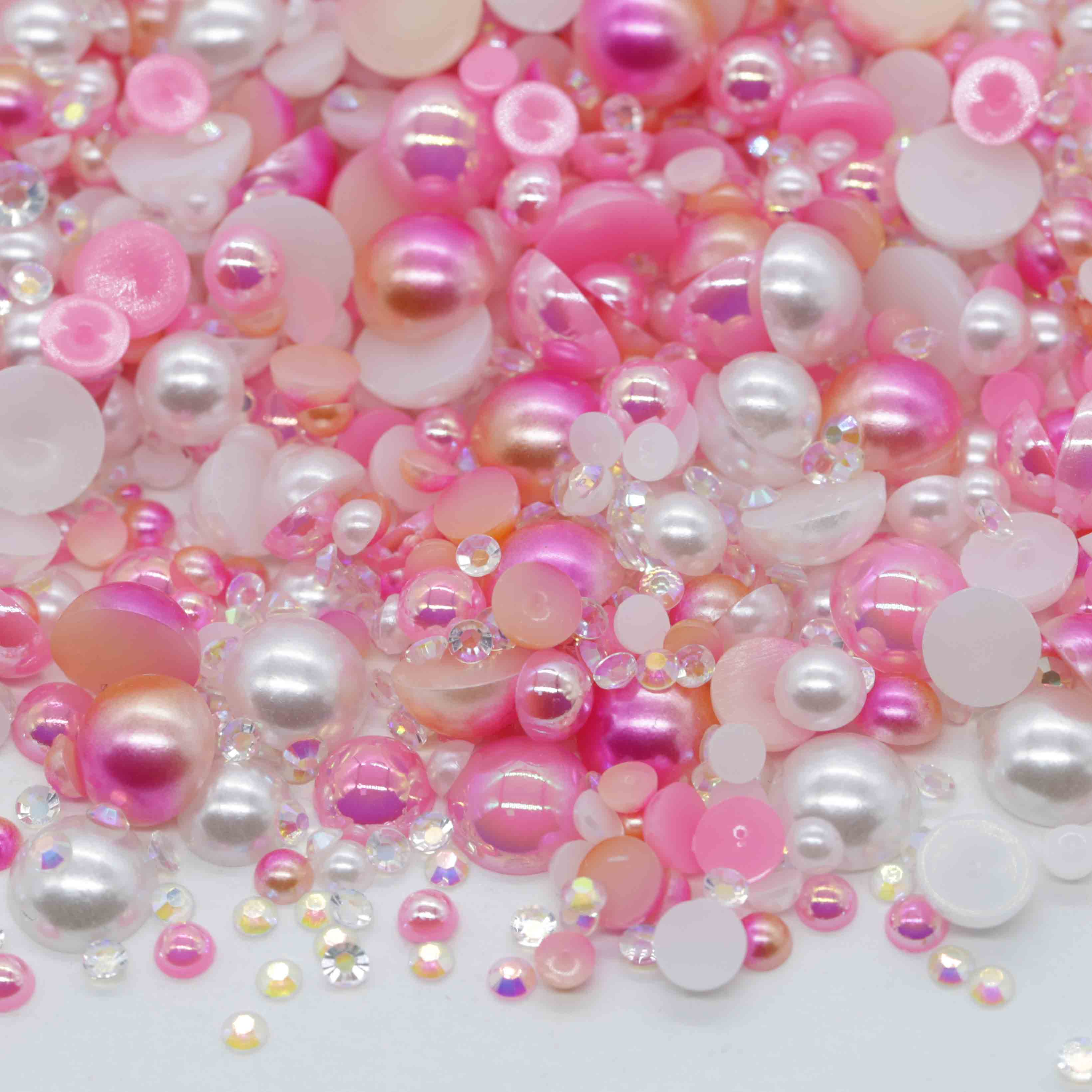 XULIN RP02#Flatback Pearls and Rhinestone Mix Pearl Sizes 3-10mm | Rhinestone sizes 2-6mm | Mixed Co