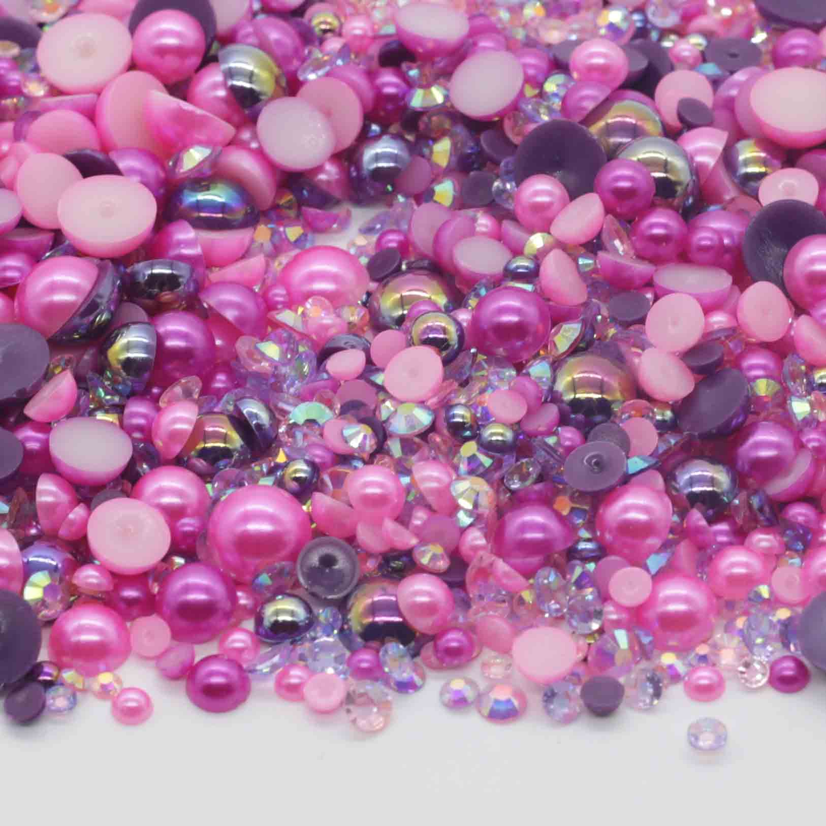 XULIN RP07#Flatback Pearls and Rhinestone Mix Pearl Sizes 3-10mm | Rhinestone sizes 2-6mm | Mixed Co