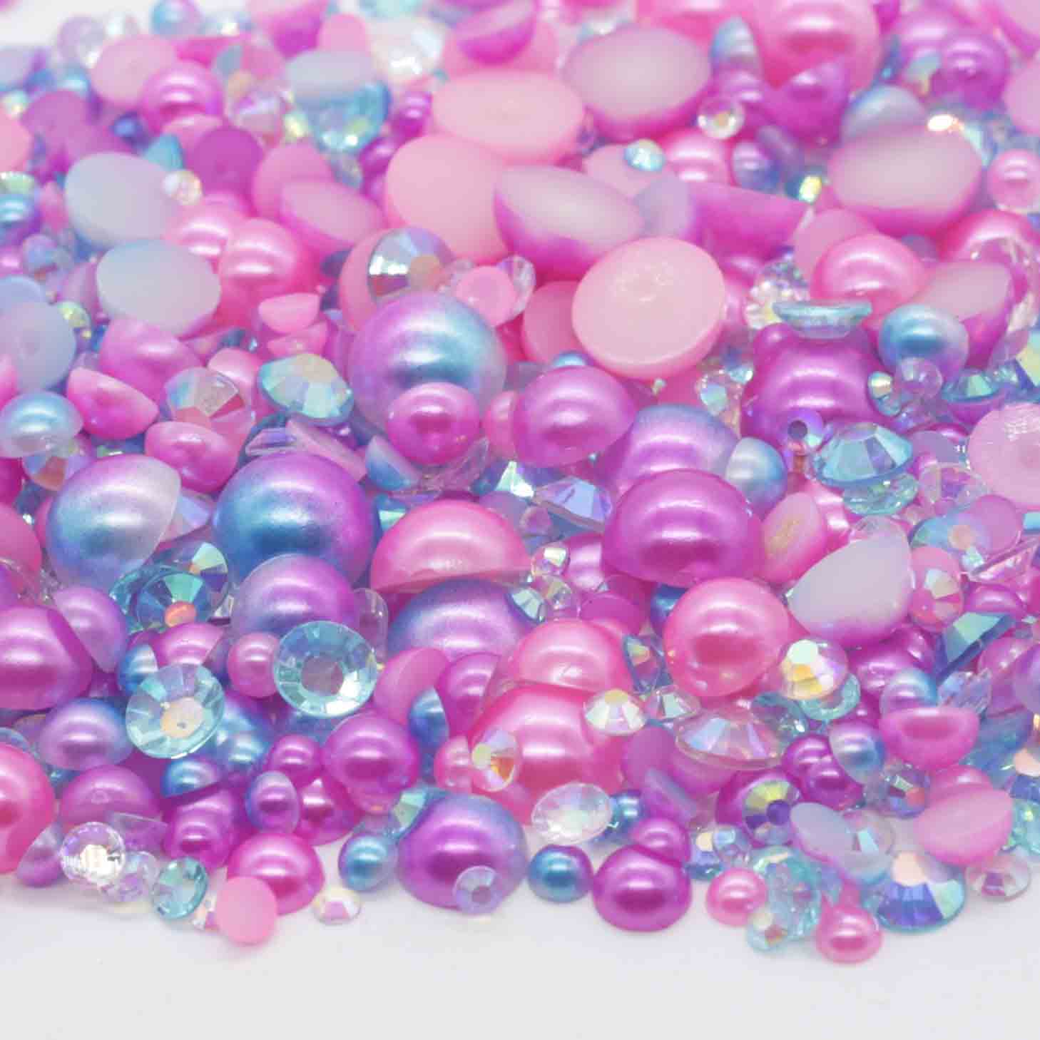 XULIN RP13#Flatback Pearls and Rhinestone Mix Pearl Sizes 3-10mm | Rhinestone sizes 2-6mm | Mixed Co